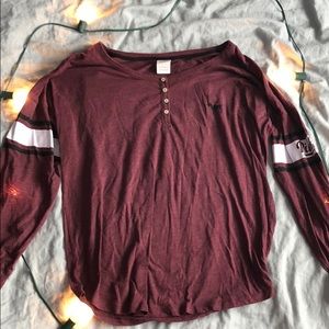 Pink varsity crew neck